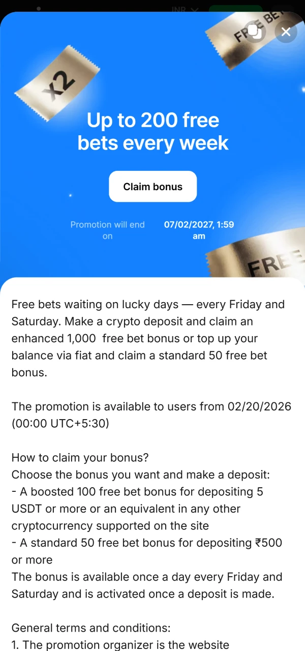 Read the terms and conditions and activate the 1win bonus.