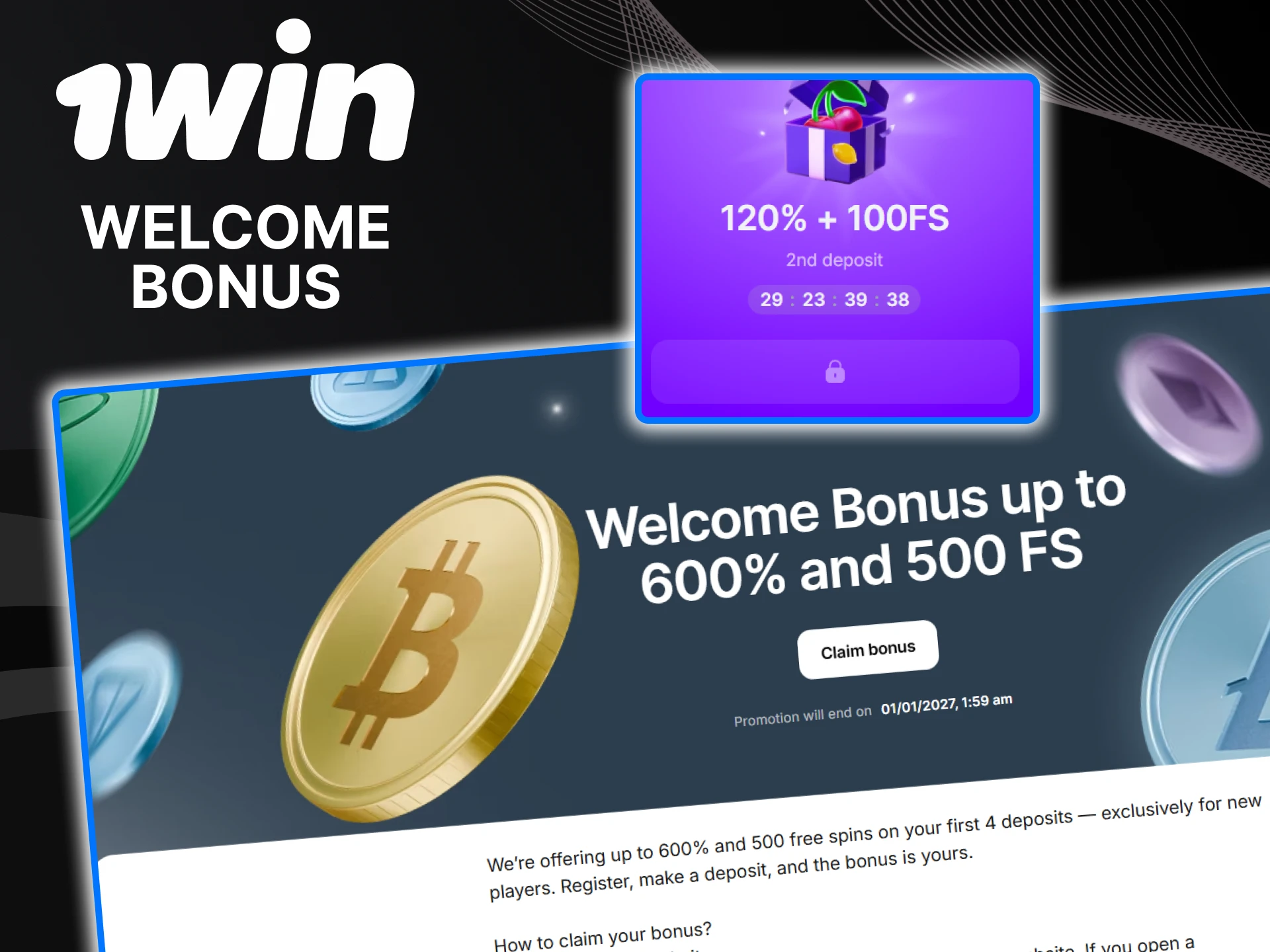 Get a bonus when you top up your deposit with 1win.