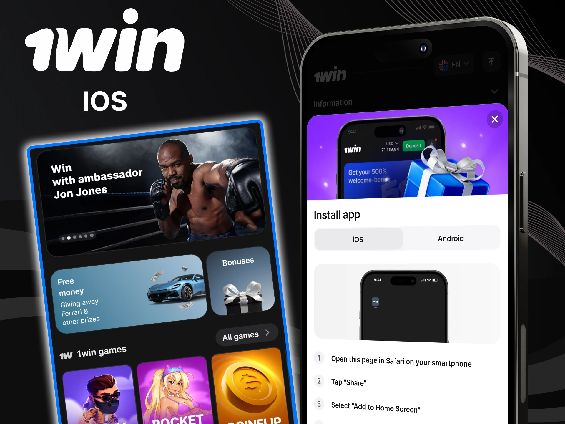The 1win app can be used on iOS devices.
