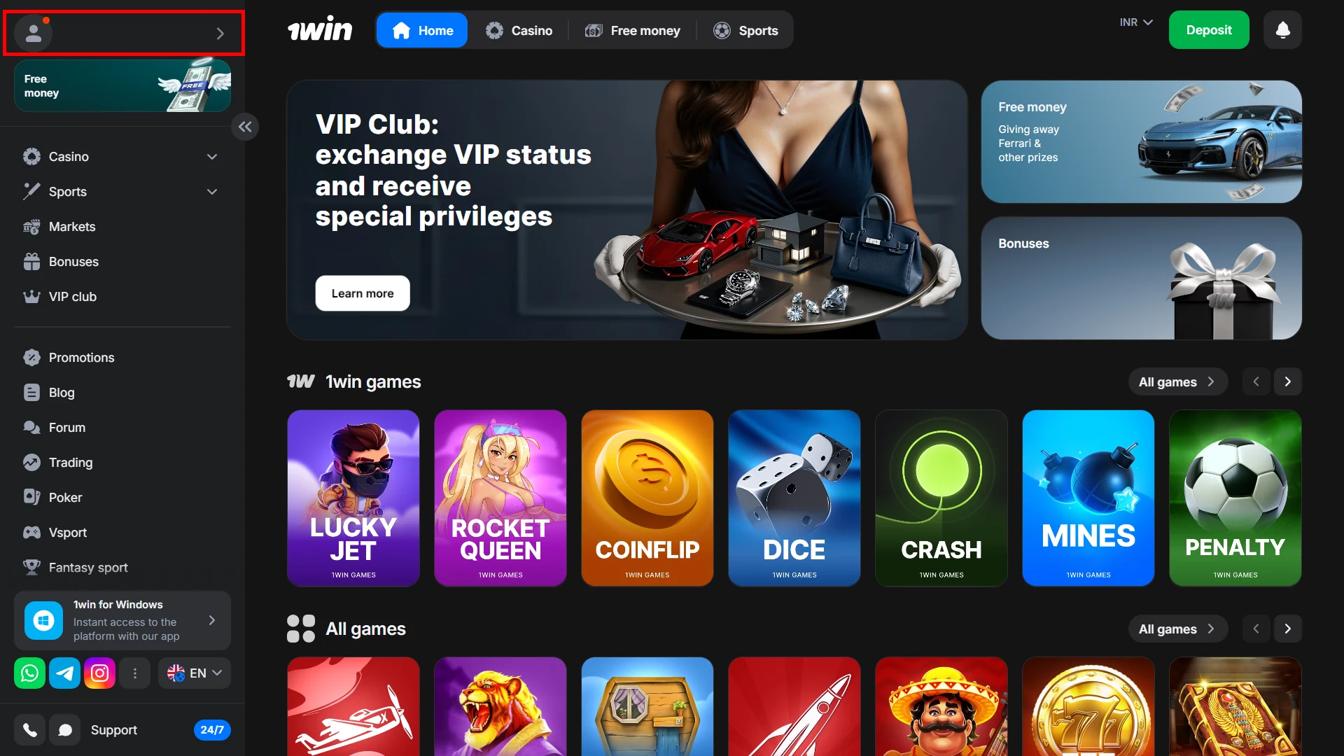 Use the 1win website menu to withdraw funds.